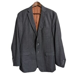 Jos A Bank blazer men's 42L long gray plaid wool cashmere slim fit jacket Joseph